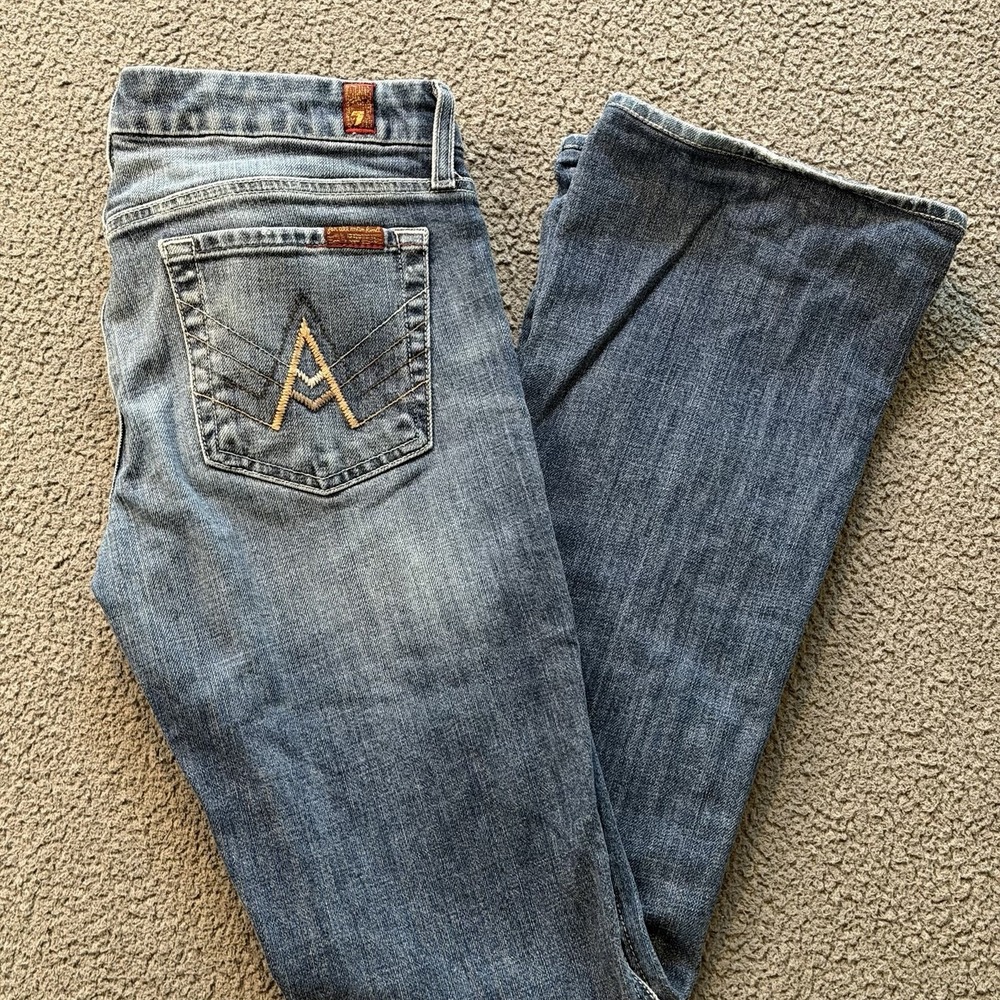 7 For All Mankind "A" Pocket Jeans Blue Flare Bootcut Low Rise Women's 28 Y2K
